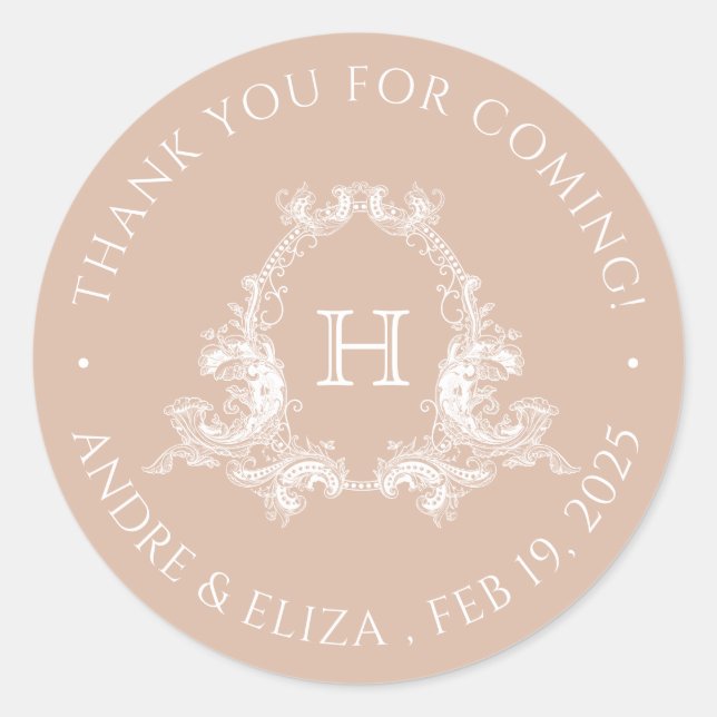 Adesivo Redondo Borracha Real Barroco Destimento Monograma Vinheta (Frente)