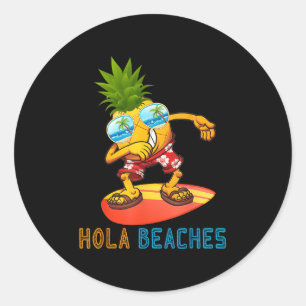 Adesivo Redondo Borrões de abacaxi - praias de Hola de Verão