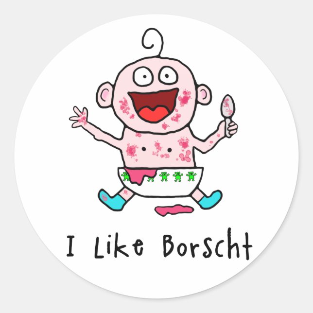 Adesivo Redondo Borscht Baby Stickers (Frente)