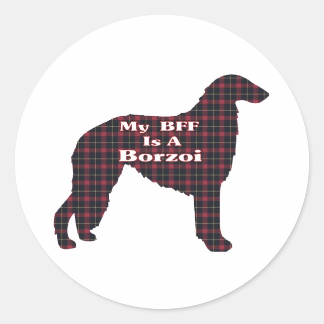 Adesivo Redondo Borzoi BFF Sticker (Frente)