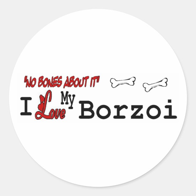 Adesivo Redondo Borzoi (I Love) Sticker (Frente)