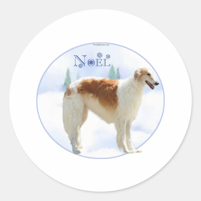 Adesivo Redondo Borzoi Noel (Frente)