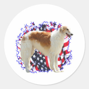 Adesivo Redondo Borzoi Patriot
