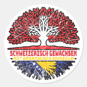 Adesivo Redondo Bosnien Bosnisch Schweizer Schweiz Baum Wurzel