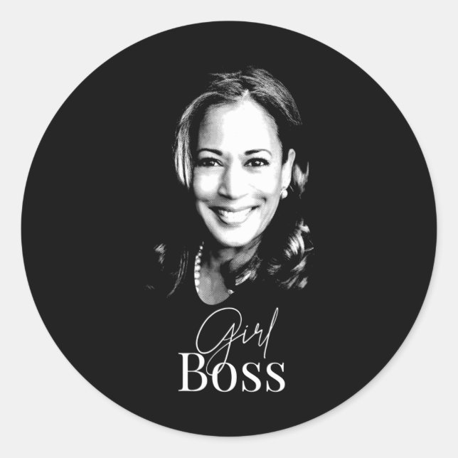 Adesivo Redondo Boss Kamala Harris Para Democratas Liberais (Frente)