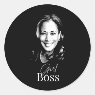 Adesivo Redondo Boss Kamala Harris Para Democratas Liberais 1