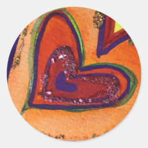 Adesivo Redondo Bosta de Coração Feliz