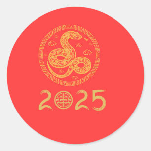Adesivo Redondo Bosta feliz da China Lunar Ano Novo Cobra 2025