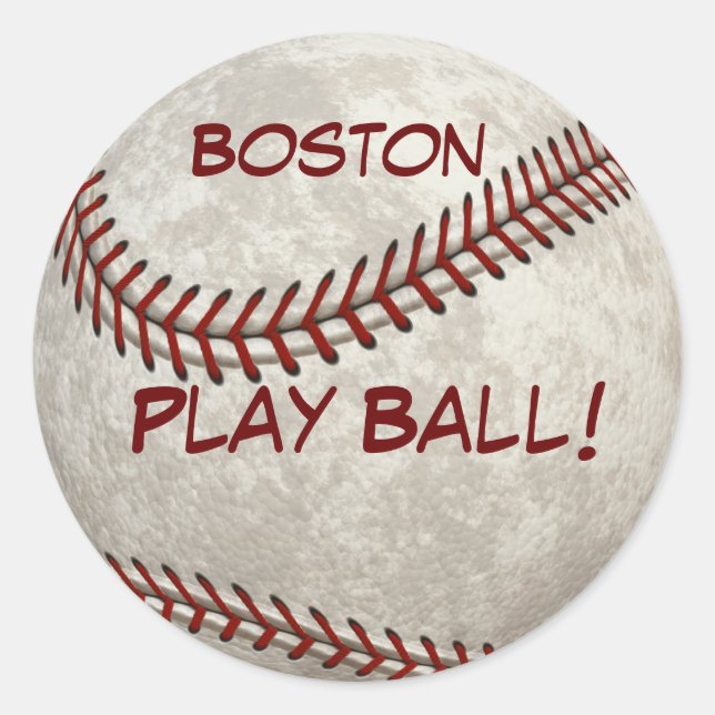 Adesivo Redondo Boston Baseball "Toque Ball!" Passado Americano (Frente)