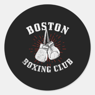 Adesivo Redondo Boston Boxing Club aflige luvas de boxe Vintag