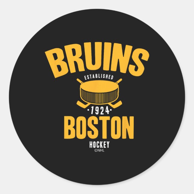 Adesivo Redondo Boston Bruins Hockey Puck Black Officially License (Frente)