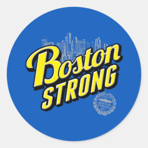 Adesivo Redondo Boston City Strong lembra a azul