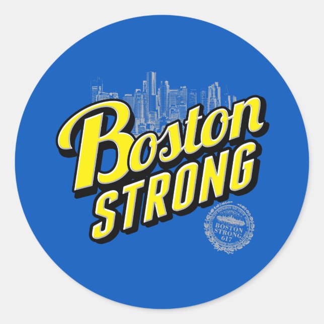 Adesivo Redondo Boston City Strong Lembra de Azul (Frente)