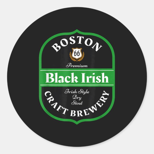 Adesivo Redondo Boston Craft Brewery Boston Black Irish Stout Nove (Frente)