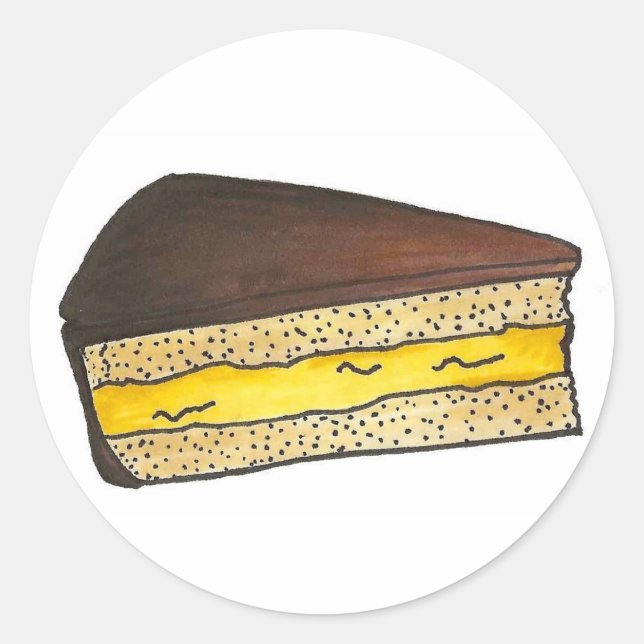 Adesivo Redondo Boston Cream Pie Slice Bajulando Chocolate (Frente)