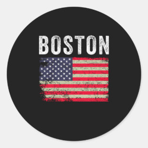 Adesivo Redondo Boston EUA American Flag Vintage