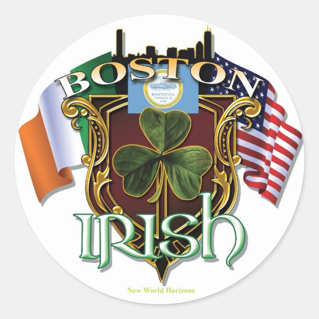 Adesivo Redondo Boston Irish Pride (Frente)