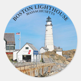 Adesivo Redondo Boston Lighthouse, Massachusetts Round Sticker
