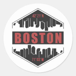 Adesivo Redondo Boston Massachusetts