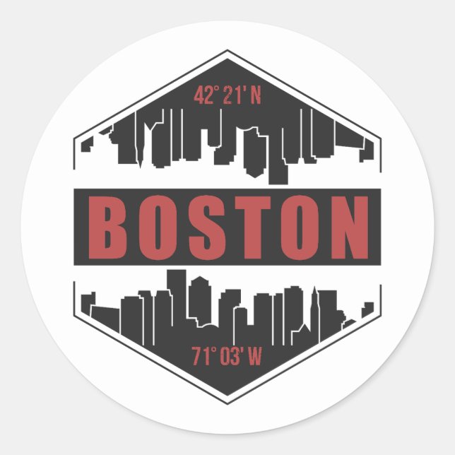 Adesivo Redondo Boston Massachusetts (Frente)
