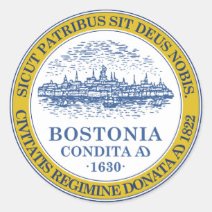 Adesivo Redondo Boston Massachusetts Oficial City Seal, Cor
