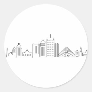 Adesivo Redondo BOSTON Massachusetts USA City Skyline Silhouette