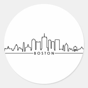 Adesivo Redondo BOSTON Massachusetts USA City Skyline Silhouette