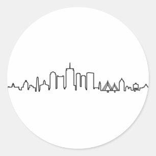 Adesivo Redondo BOSTON Massachusetts USA City Skyline Silhouette