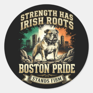 Adesivo Redondo Boston Pride Raízes Irlandesas Bulldog