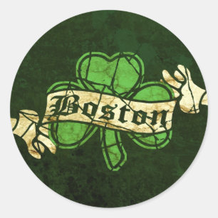 Adesivo Redondo Boston Shamrock Vintage Style