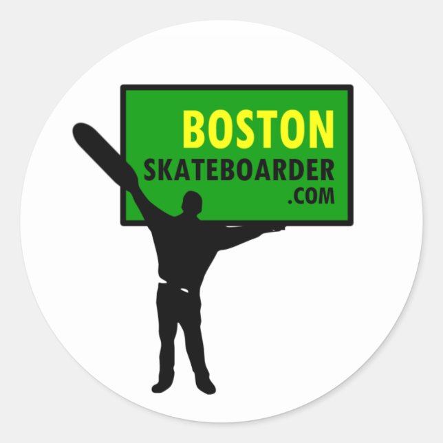 Adesivo Redondo Boston Skateboarder Stickers (Frente)