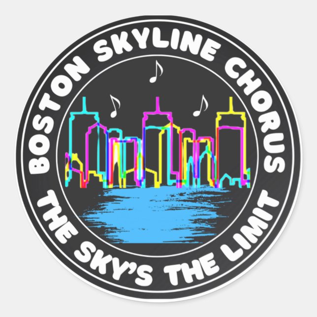 Adesivo Redondo Boston Skyline Chorus Sticker (Frente)