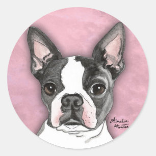 Adesivo Redondo Boston Terrier
