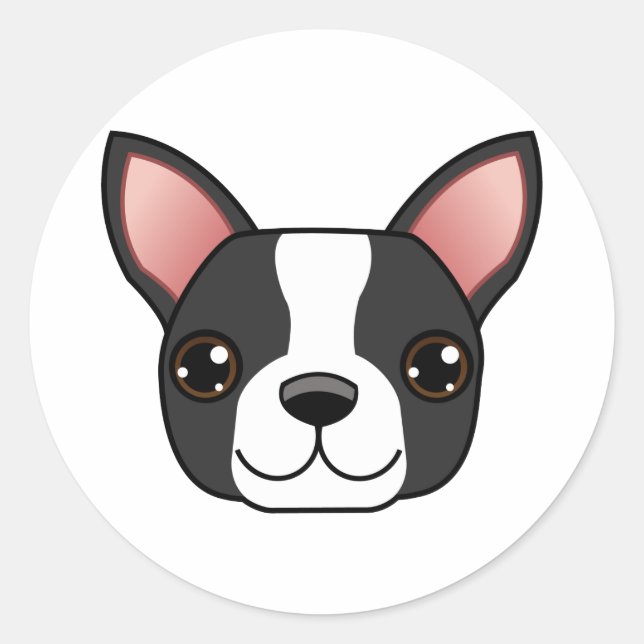 Adesivo Redondo Boston Terrier (Frente)