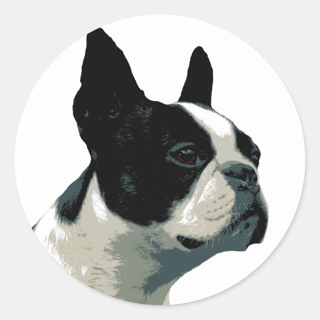 Adesivo Redondo Boston Terrier (Frente)