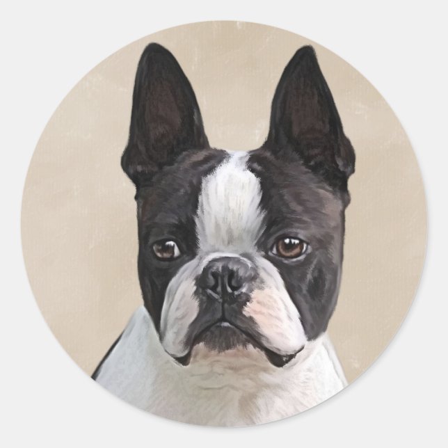 Adesivo Redondo Boston Terrier (Frente)