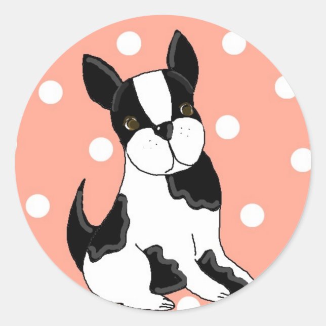 Adesivo Redondo Boston Terrier (Frente)