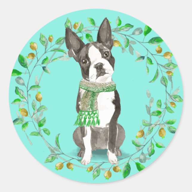 Adesivo Redondo Boston Terrier Bestie (Frente)
