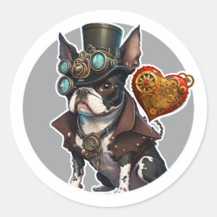 Adesivo Redondo Boston Terrier Dog
