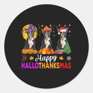 Adesivo Redondo Boston Terrier Dog Halloween HalloObrigado