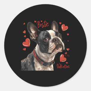 Adesivo Redondo Boston Terrier é meu namorado Cute Pet Dog Owner