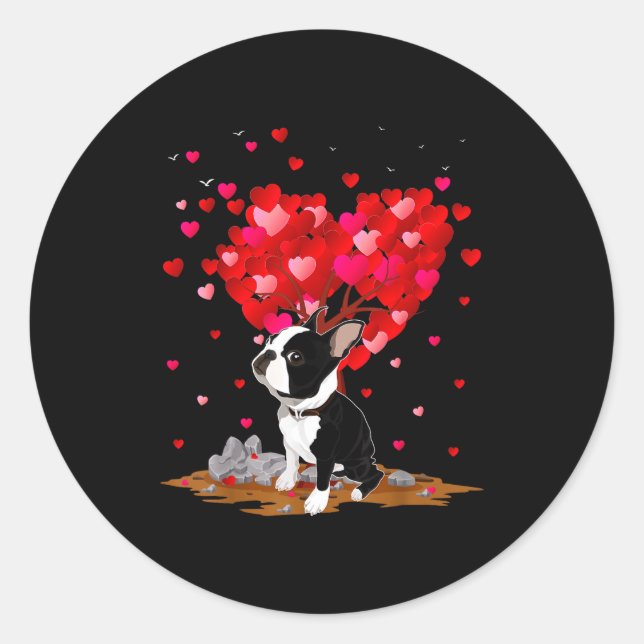 Adesivo Redondo Boston Terrier Lover Heart Shape Boston Terrier Va (Frente)