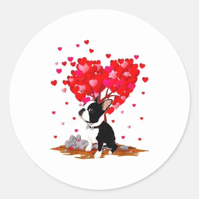 Adesivo Redondo Boston Terrier Lover Heart Shape Boston Terrier Va (Frente)