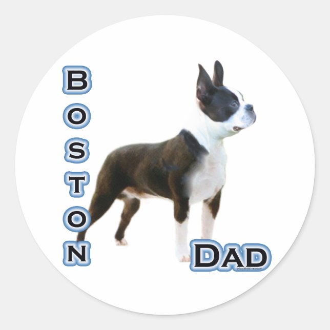 Adesivo Redondo Boston Terrier Pai 4 - Sticker (Frente)