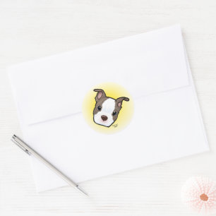 Adesivo Redondo Boston Terrier Puppy
