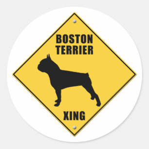 Adesivo Redondo Boston Terrier que cruza o sinal (XING)