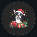 Adesivo Redondo Boston Terrier Santa Hat Engraçado Natal Bostie Do<br><div class="desc">Boston Terrier Santa Hat Engraçado Cão Bóstico de Natal</div>