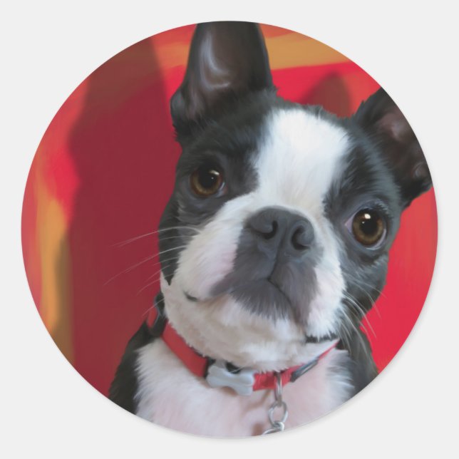 Adesivo Redondo Boston Terrier Sticker (Frente)