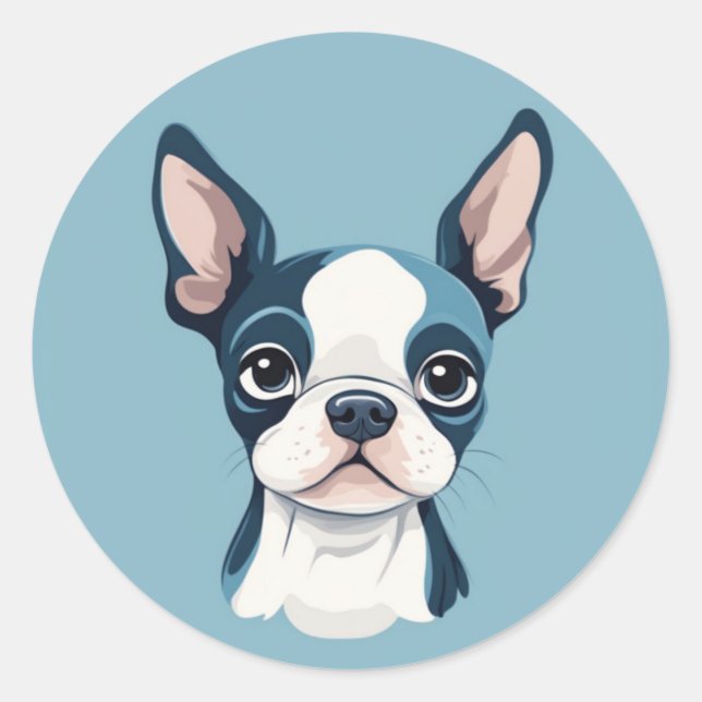 Adesivo Redondo Boston Terrier Sticker (Frente)
