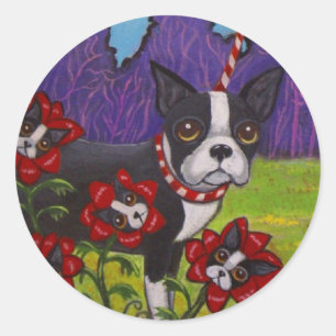 Adesivo Redondo Boston Terrier Sticker